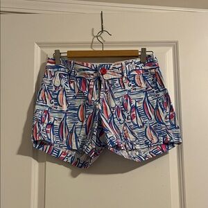 Lilly Pulitzer Pink and Blue Sailboat Women's Callahan Shorts